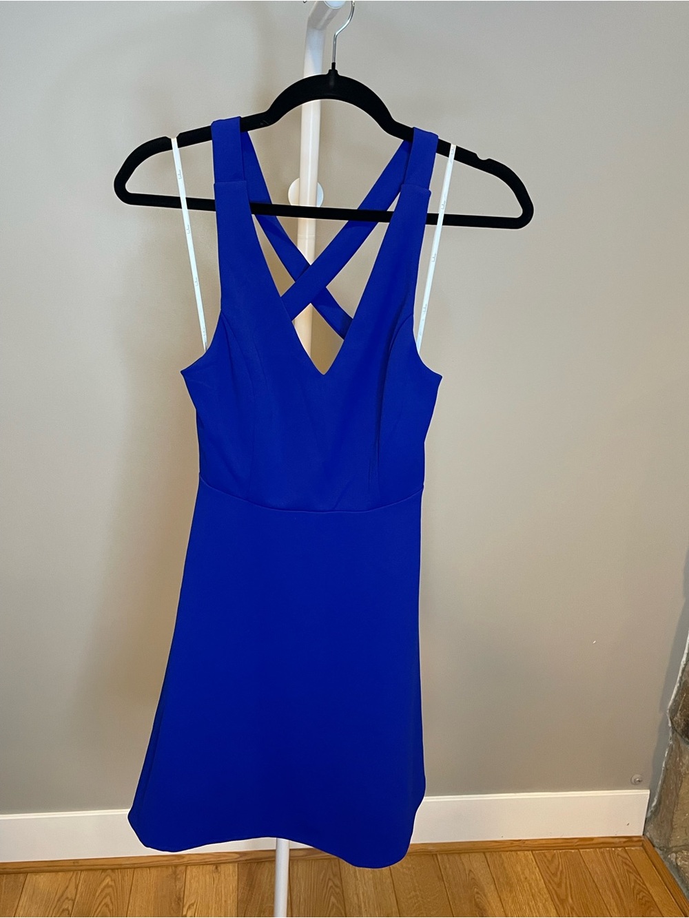 Lulu's Cobalt Blue V-Neck Crisscross Back Mini Dress